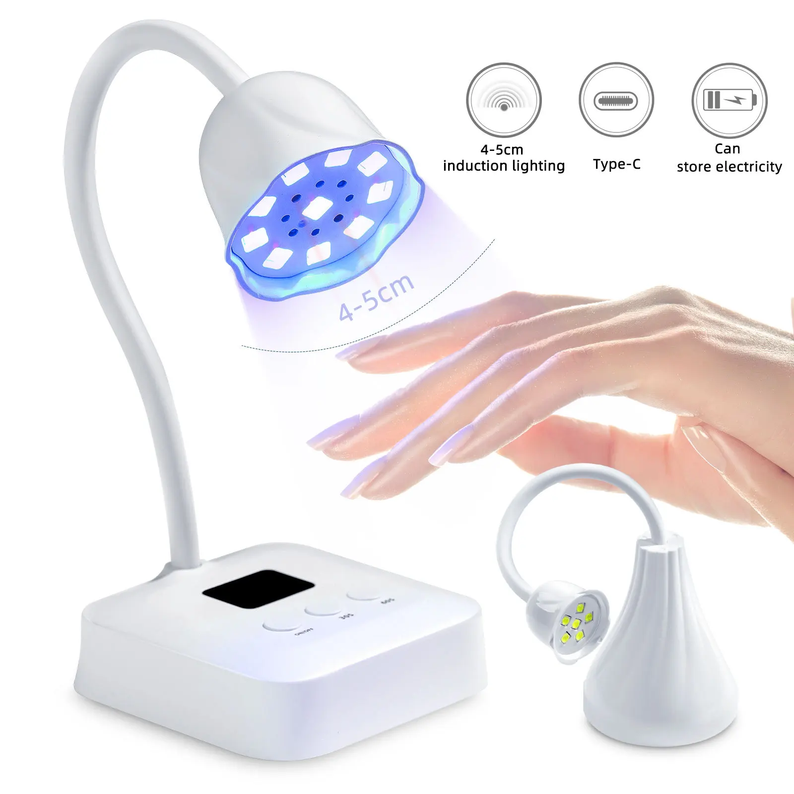 Draagbare 360 graden buigbare draadloze UV LED-nagellamp met USB-voeding voor snel gelnageldrogen zonder huidverkleuring