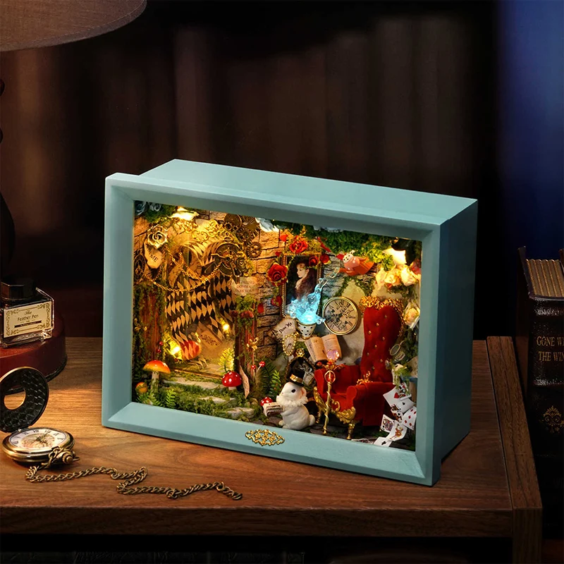 New Fairy Tale Photo Frame Wooden Dollhouse Miniature with Furniture Kit DIY Assemble Model Toy Child Adult Christmas Gift Casa