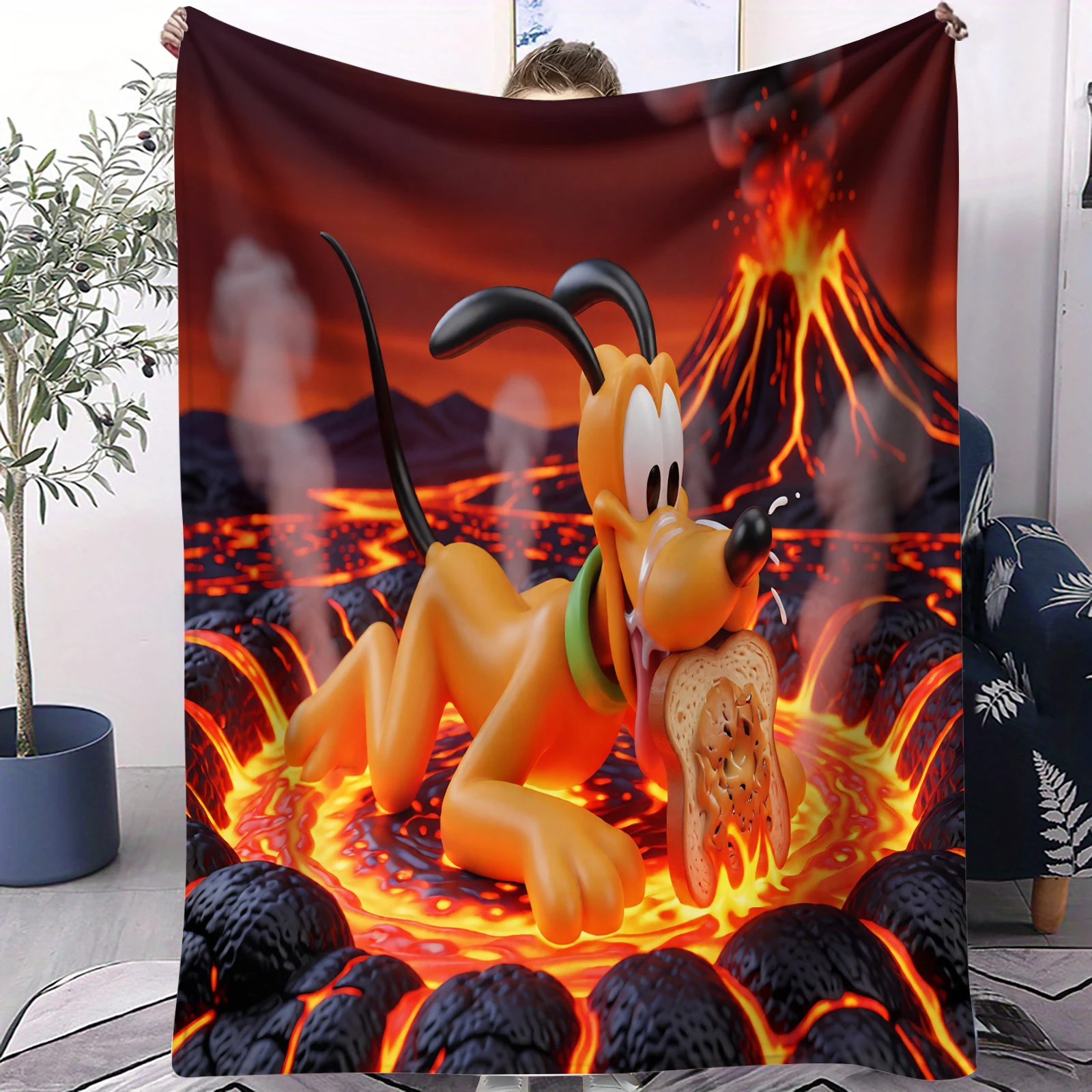 

Mickey's Pet Pluto Lava Adventure Style Blanket Soft Cozy Lightweight Warm for Bedroom Sofa Couch Bed Decora Teen Kids Gifts