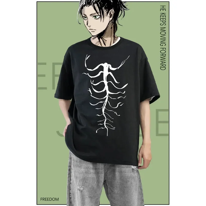 Attack on Titan Hallucigenia Print Tea Shirt Eren Jaeger Cosplay Summer Casual Short Sleeve T-shirt