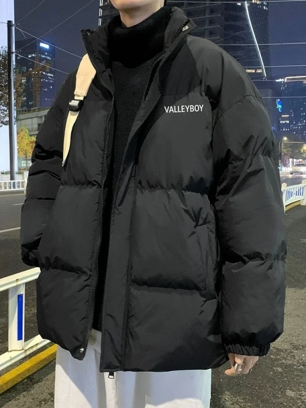 

Мужская утепленная куртка большого размера с воротником-стойкой, свободная верхняя одежда, молодежная зимняя куртка с хлопковым наполнителем, теплая и удобная, из хлопка.