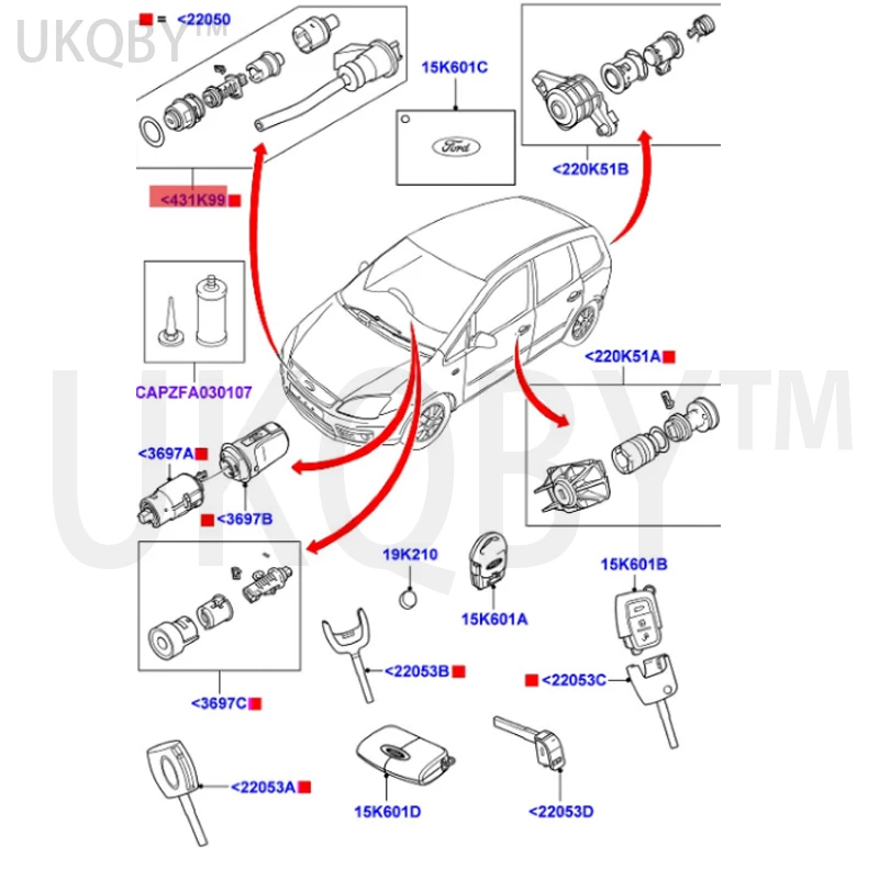 apply Fo x Hood lock cylinder, hood lock cylinder lock head fixing bracket 3M5AR16B970AD