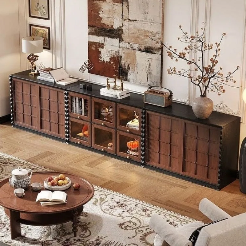 Solid wood TV Module combination Floor side Display Wall storage Bone line