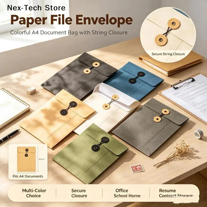[NT]Thickened A4A5A6 Kraft Paper Envelopes String Tie Closure High Grade Invitation Invoice Storage Bag[NT]