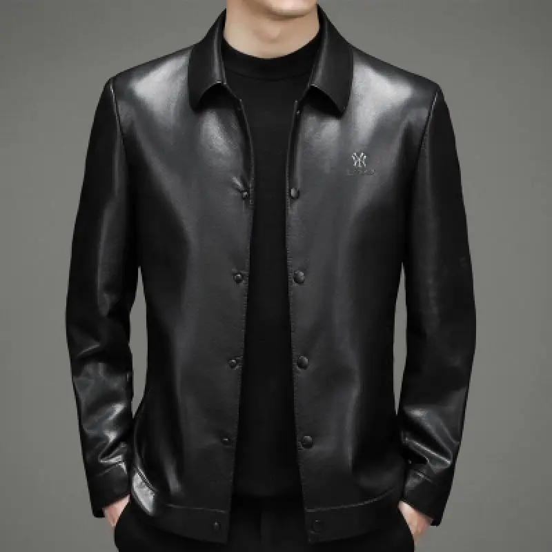 

Black Men's Leather Jacket Nice New Spring Autumn Men Business Casua Pu Leather Jacket Fashion Motorcycle Biker Jacket Slim Coat