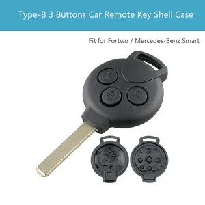 غطاء مفتاح السيارة مع 3 أزرار ، شفرة فارغة غير مقطوعة ، غطاء مفتاح عن بعد ، يصلح لمرسيدس بنز سمارت فورتو 450 451 2007-2013 أفضل 12 مبيعات ذكية fortwo 451 رف - رقم 3