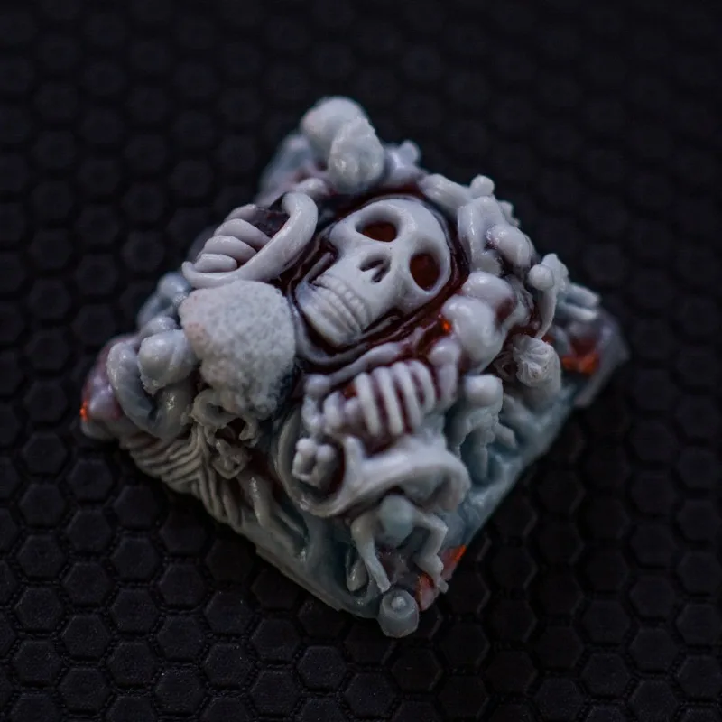 Gameboy Custom Skeleton Resin Keycaps for Mechanical Keyboards with Crosspost Axis Personality Death's Head Keycap Gift