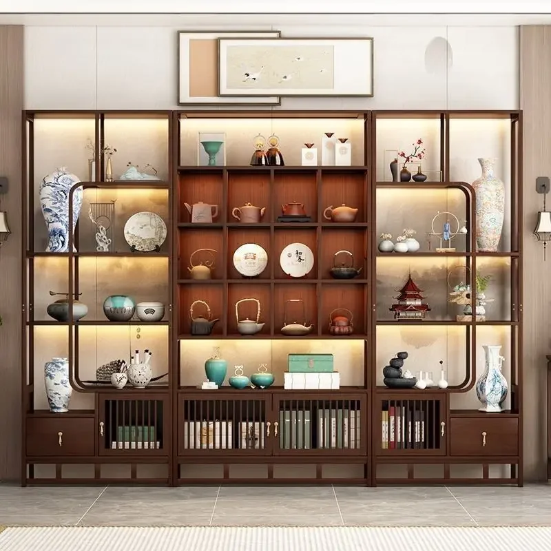 Bogu Frame Multi-layer Chinese Shelf Simple Floor Duobao Pavilion Living Room Partition Showcase New Solid Board