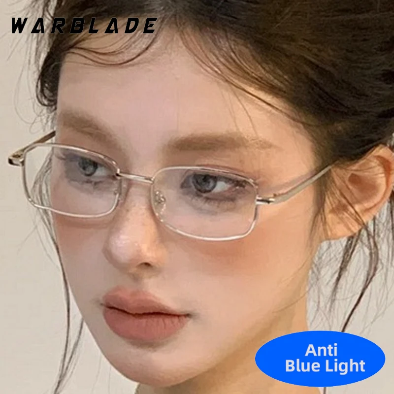 

Luxury Brand Narrow Small Rectangle Metal Frame Women Men Glasses Computer Anti-Blue Light Fashion Eyeglasses Optical Spectacle