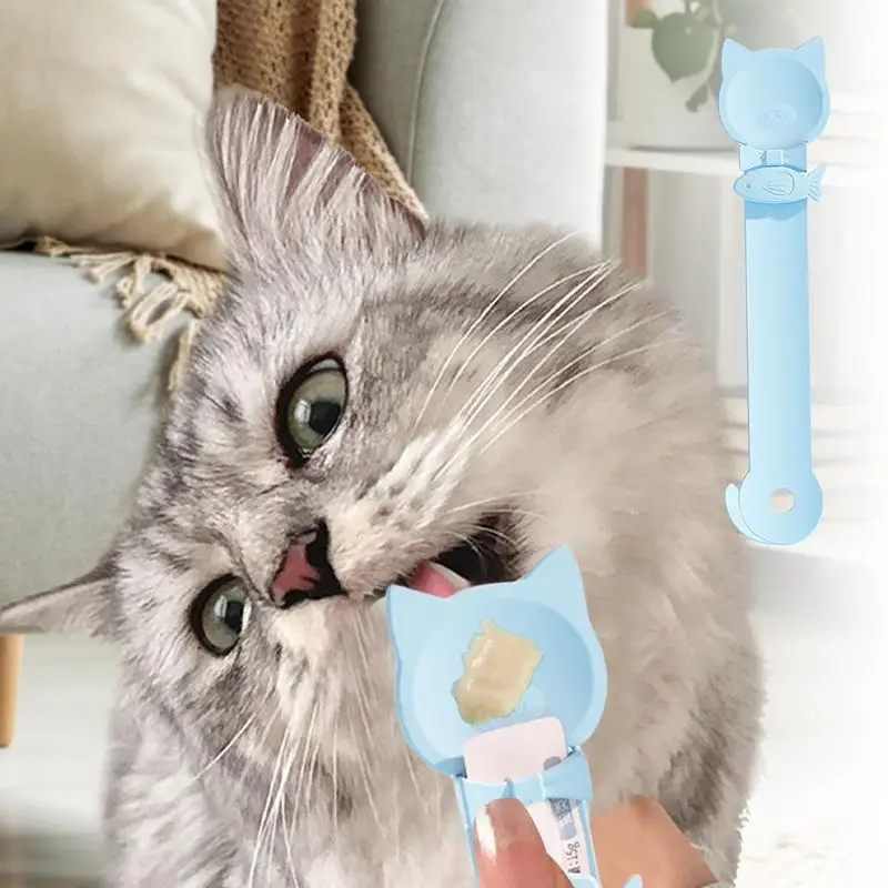 Cat Strip Feeder Squeeze Spoon Treat Dispenser Spoon For Pet Cat Cat Food Sliding Dispenser Squeeze Spoon Pet Cat Strip Feeder