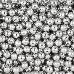 10-200pcs Disco Fever Reflective Beads 6-16mm CCB Silvery Mirrorball Spacer Loose Beads For Jewelry Making DIY Bracelet Necklace