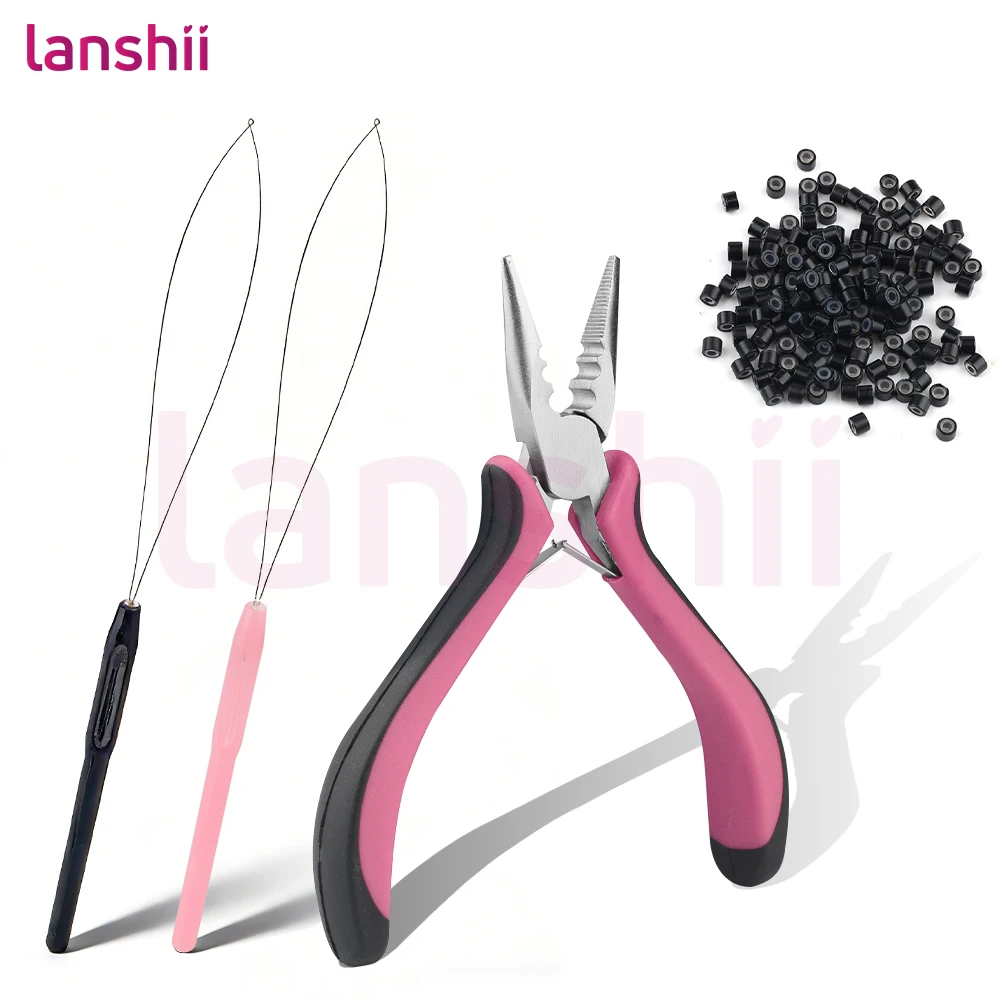 

Набор инструментов для наращивания волос Lanshii из бисера — плоскогубцы с 3 отверстиями, инструменты с 2 петлями и 200 микрокольцевых бусин диаметром 4 мм