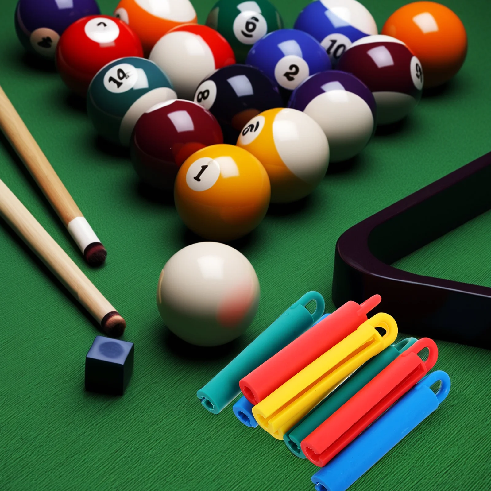 

8Pcs Wall Mount Pool Cue Holder Billiard Stick Rack Multifunctional Display Stand for Cues Golf Clubs Fishing Poles Organization