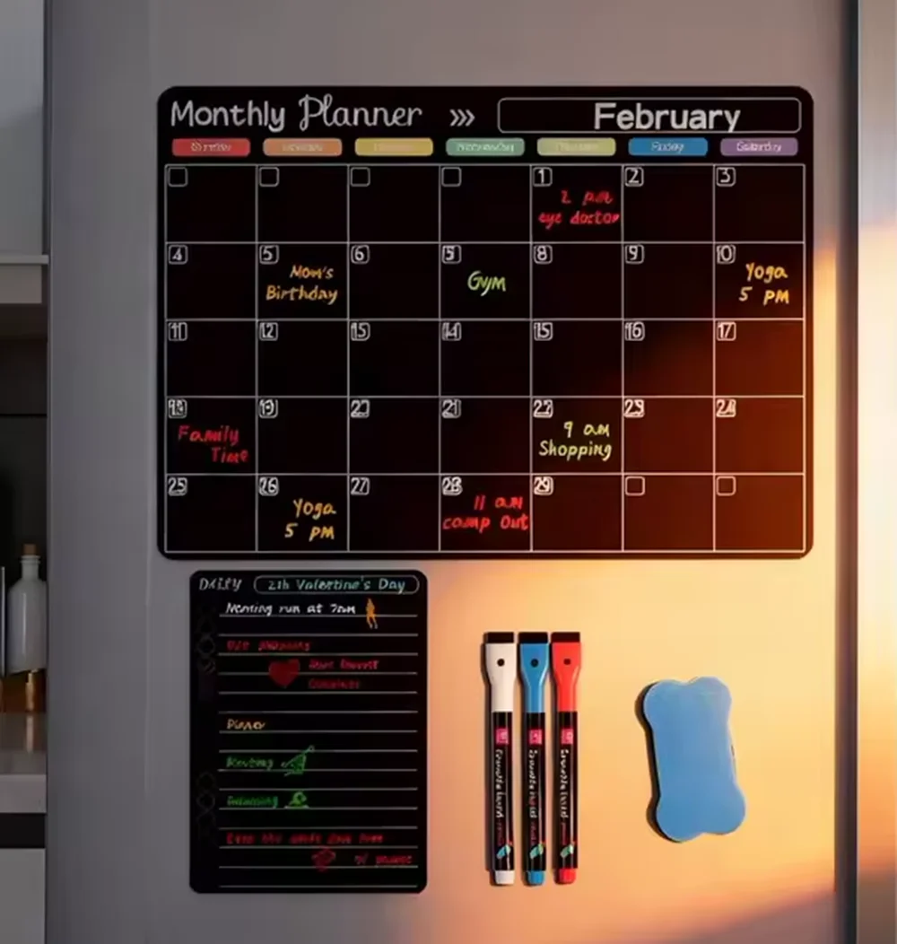Magnetic Calendar For Fridge Monthly Weekly Planner Whiteboard Calendar Table Dry Erase Fridge Sticker Message Board Menu