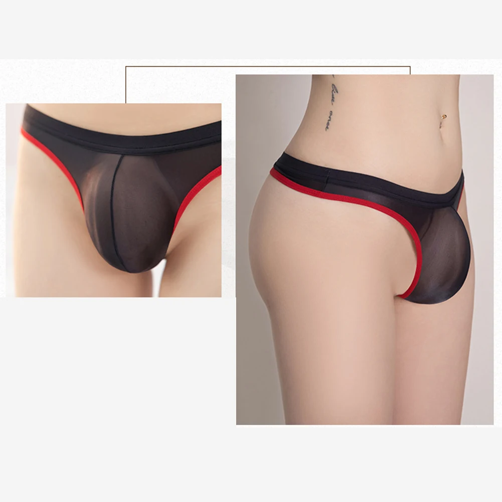 

Sexy Men's See Through Underwear Thong, Low Rise Sheer Lingerie Brief Pouch Panties, Free Size, Waist 65 71cm/25 6 28 0inch