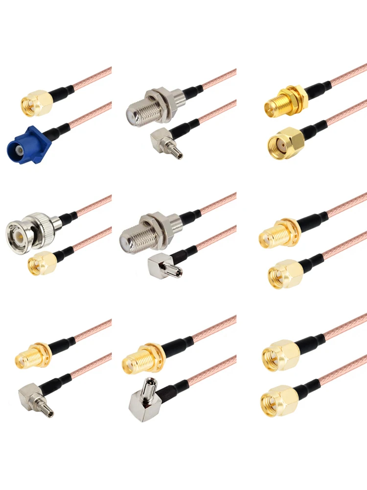 Longueur 15 cm 6 ''RG316 câble Coaxial SMA à BNC mâle femelle RPSMA Fakra TS9 CRC9 RF rallonge Coaxial cordon de raccordement