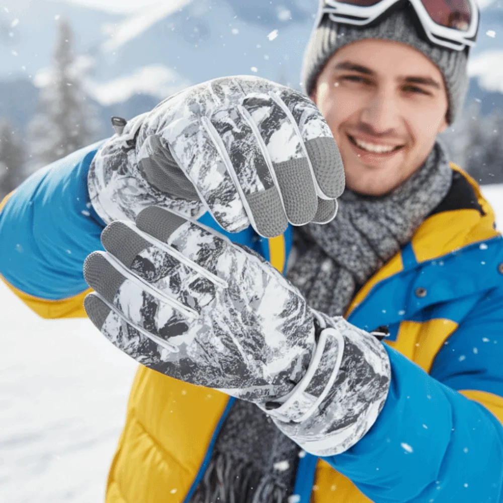 Waterproof Mitten Fleece Lined Tie Dye Gloves Thick Warm Thermal Ski Mittens Soft Durable Touchscreen Handwear Daily Commute