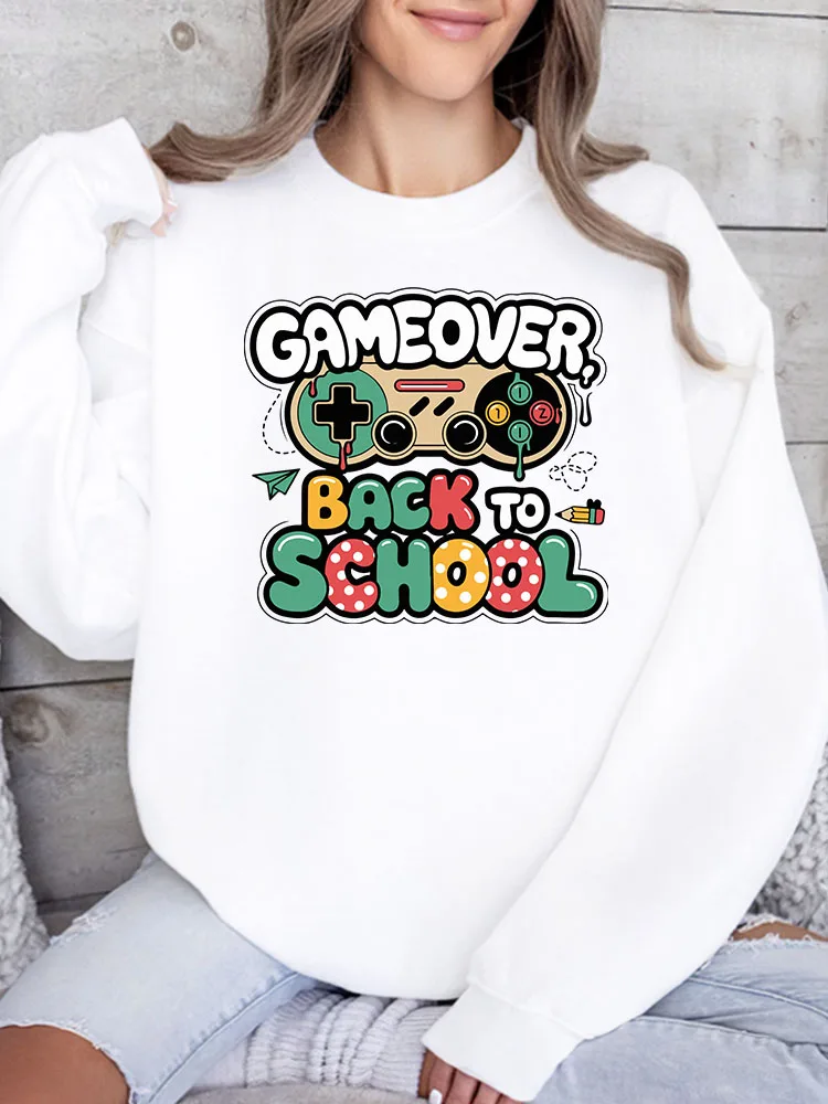 

Женская толстовка с принтом Gameover Back to School, повседневный пуловер с длинными рукавами, свободный крой, уличная одежда для осени и зимы