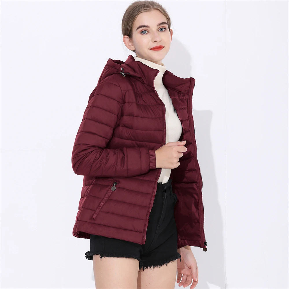 COUTUDI Hooded Puffer Jacket For Women, Lightweight Warm Down Coat, Casual Female Windbreaker, Fashion Winter Outwear For Women