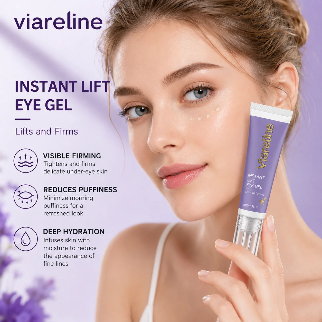 Viareline Instant Lift Eye Gel Under Eye Puffiness Treatment Eye Bags Removal Fast Absorbing Anti Wrinkle Eye Cream Moisturizer