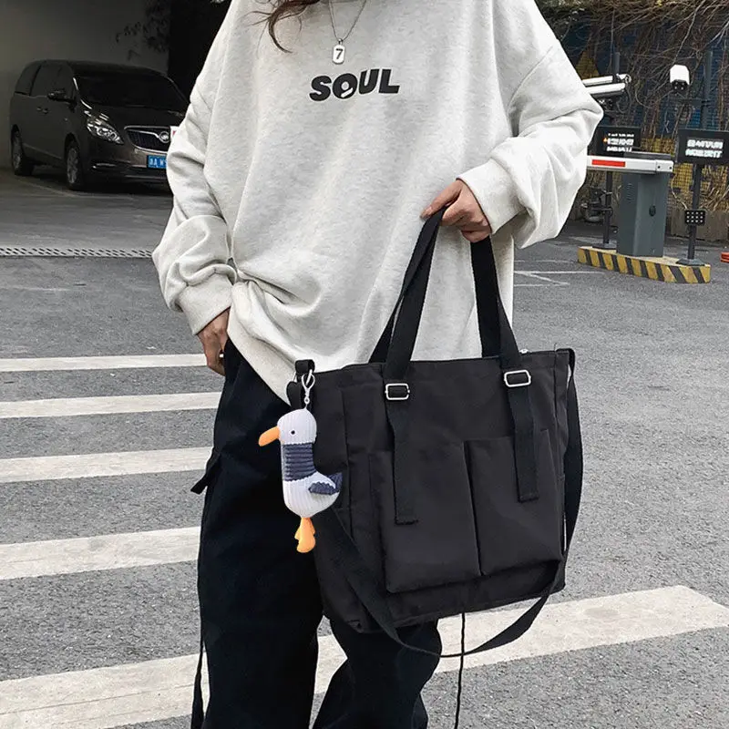 Waterproof Tote Bag Big Capacity Canvas Bag Female Crossbody Bags Japanese Shoulder Bag Bags Student School Bags Women Handbags