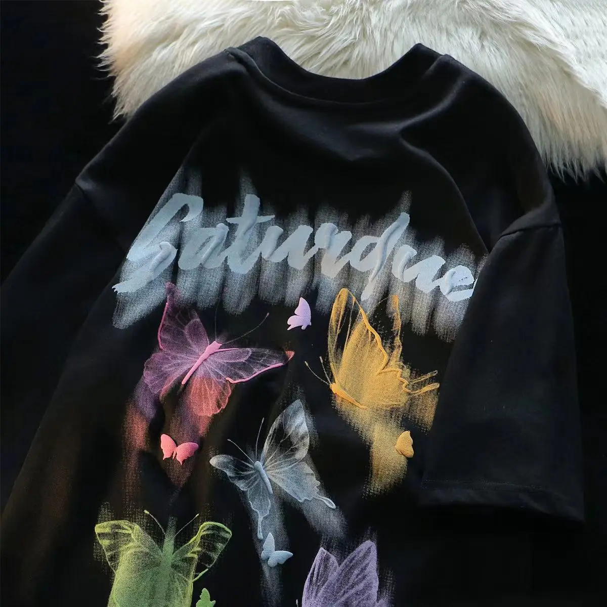 

Футболки с коротким рукавом, женские корейские ретро кружевные футболки с цветочным принтом, свободная посадка, удобные, легкие, дышащие, стильные, из мягкого хлопка для отдыха