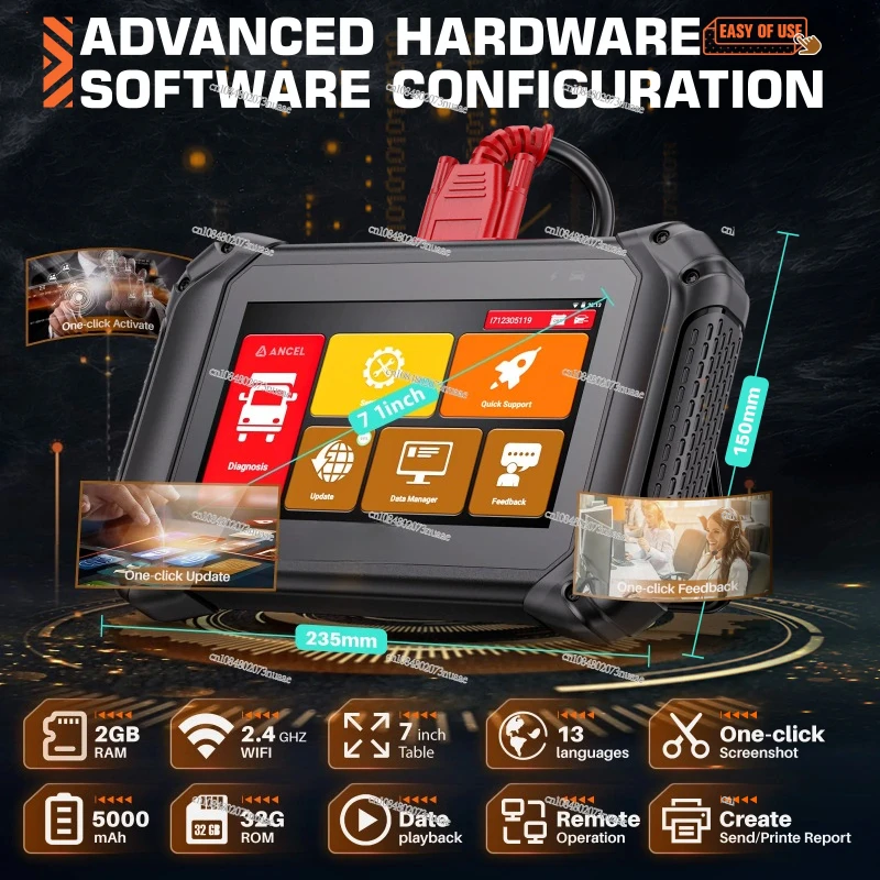 ANCEL V5 HD Heavy Duty Truck Diagnostic Tool Full System Diagnosis 40 Reset Service ECU Codes