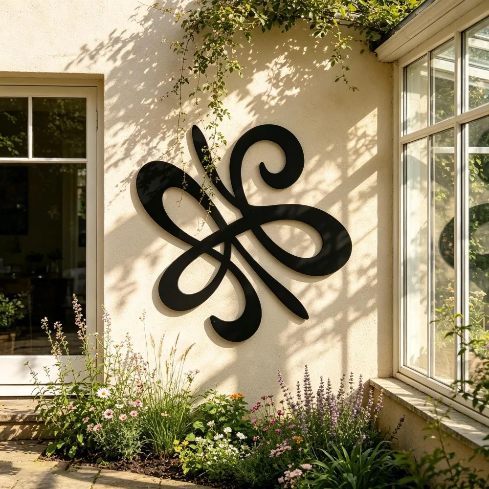 Celtic Infinity Knot Metal Wall Art, 2D Flat Laser Cut Eternal Love Symbol Silhouette Wall Sculpture, Nordic Retro Boho Style