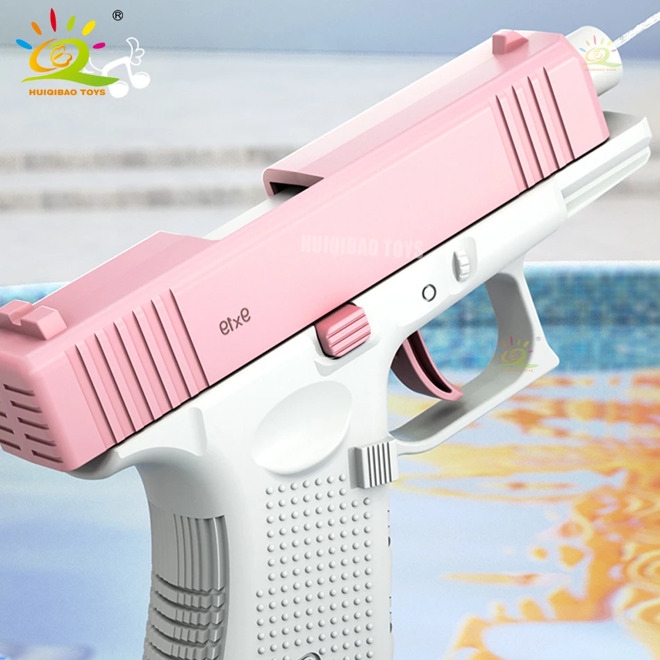 HUIQIBAO Glock Manual Water Gun Portable Summer Beach Outdoor Play Pistol Fight Powerful Weapon Toys for Children Boys Kid Adult