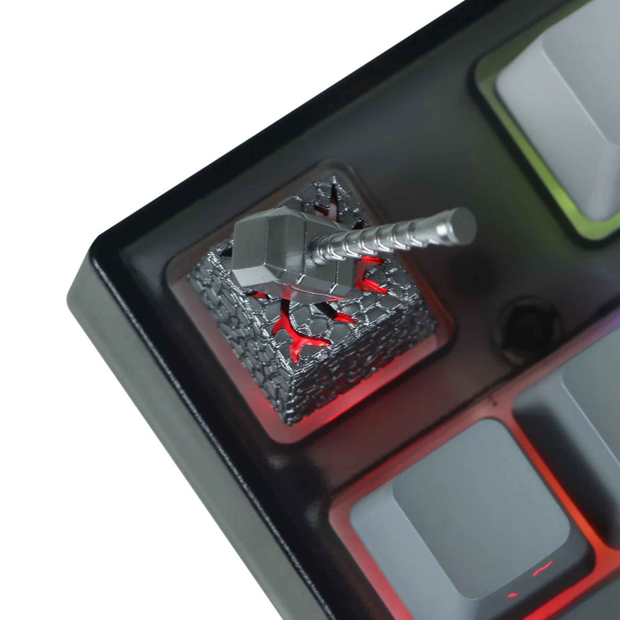 3D stereoscopic Keycaps 2In1 Thor Hammer resin keycap Magnetic transparent personality keycap ESC Mechanical keyboard keycap