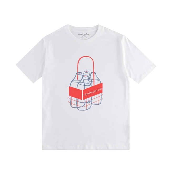 

Men's T-shirt Cotton milk bottle illustrated print short-sleeved T-shirt Harajuku y2k casual O-neck short-sleeved unisex