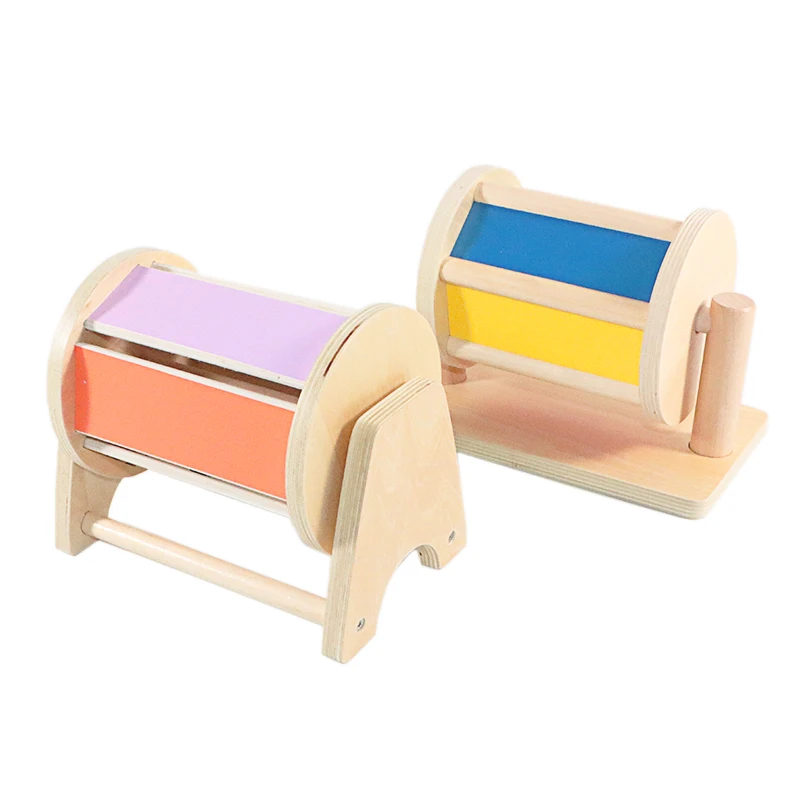 Wooden Montessori Colorful Spinning Drum Sounds Drum Toys for Baby Toys Sensory Materials Toy Montessori Teacking Aids Learning