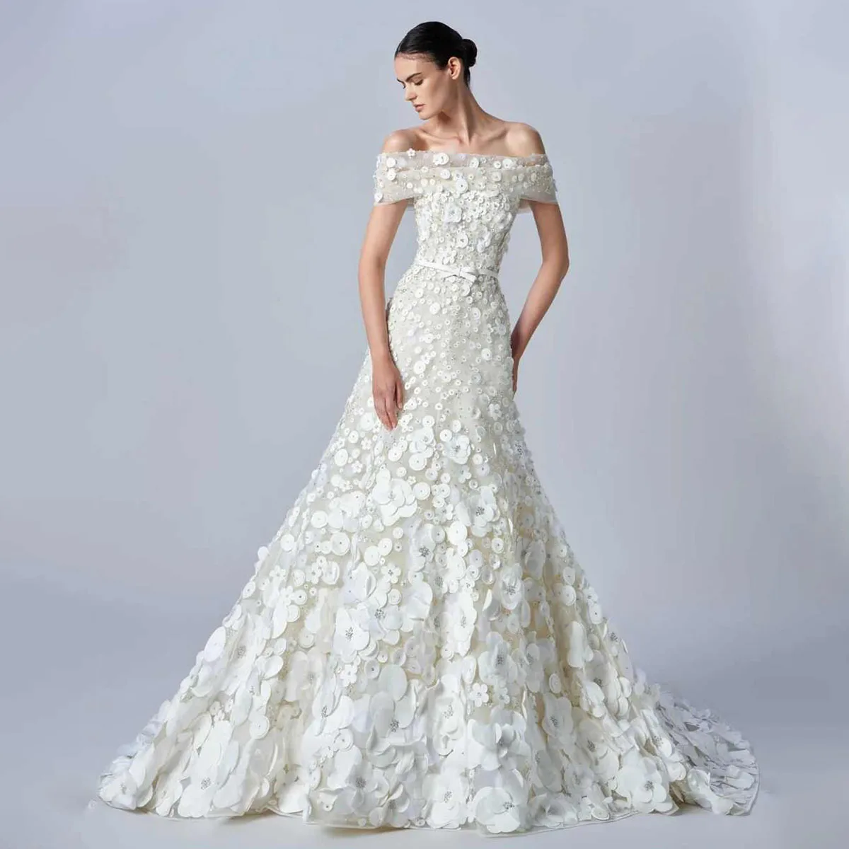 Customized Of Shoulder Beading Lace A-Line Wedding Dresses Applique Open Back Pleat Bridal Gown Vestidos De Noiva