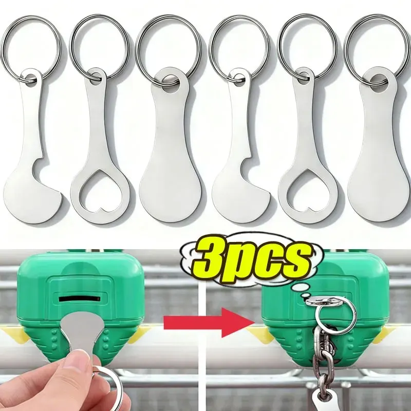 Multipurpose Shopping Portable Stainless Steel Shopping Cart Tokens Trolley Token Key Ring Decorative Keychain