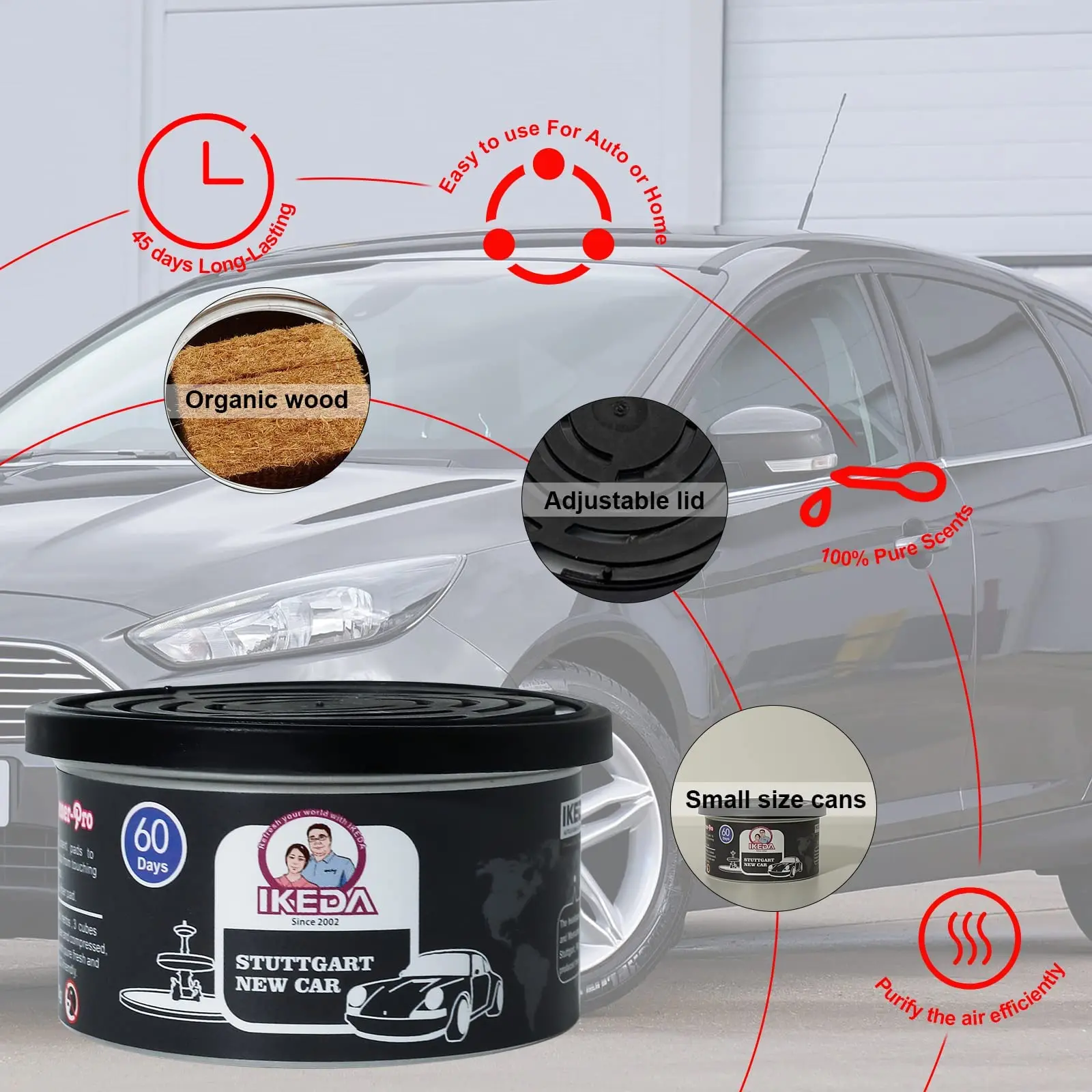 Car Air Fresheners:  Lemon Scent | Organic Cans | Odor Eliminator Essential | Long-Lasting | Strong Fragrance | For Home Closet