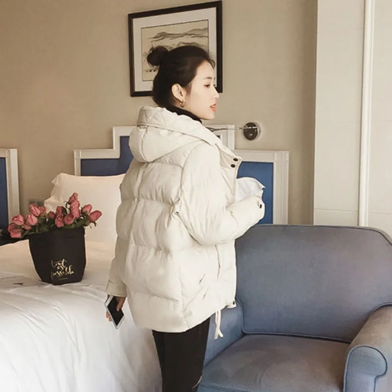 2023 New Women Cotton Coat Winter Jacket Female Loose Large Size Short Parkas Thick Slim Thin Outwear Hooded Overcoat