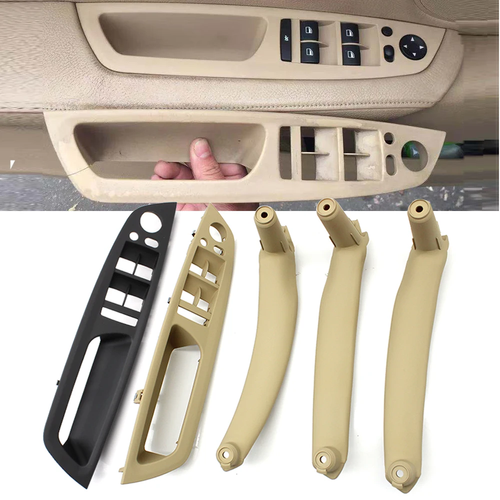 

4PCS Upgraded LHD RHD Car Interior Door Pull Handle Inner Armrest Panel Cover Replacement For BMW X5 X6 E70 E71 E72 2007-2013