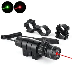 Tactical Hunting Green Laser Dot Sight Adjustable 532nm Red Laser Pointer Rifle Gun Scope Rail Barrel Pressure Switch Mount