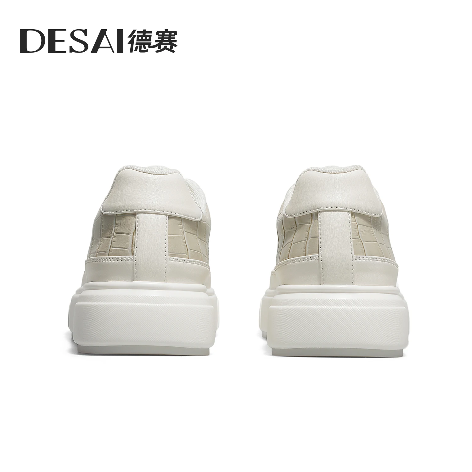 DESAI Scarpe sportive da uomo con suola spessa con tomaia in rete traspirante; scarpe bianche estive per abbigliamento casual per aggiungere altezza