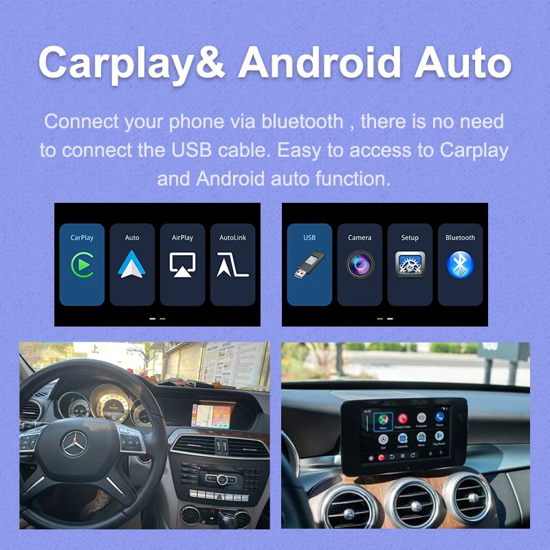 صندوق فك تشفير السيارات اللاسلكي Carplay Android لسيارة Mercedes Benz A B C E CLA GLA GLK ML Sprinter NTG4.5 Becker Module Airplay