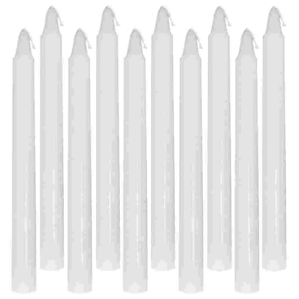 10 Pcs White Taper Candles Unscented Small Aromatherapy Tall Bulk Paraffin