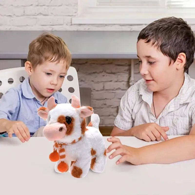 Animal de compagnie électronique en peluche de vache à piles, jouet de bétail avec sons, jouet coule d'apprentissage