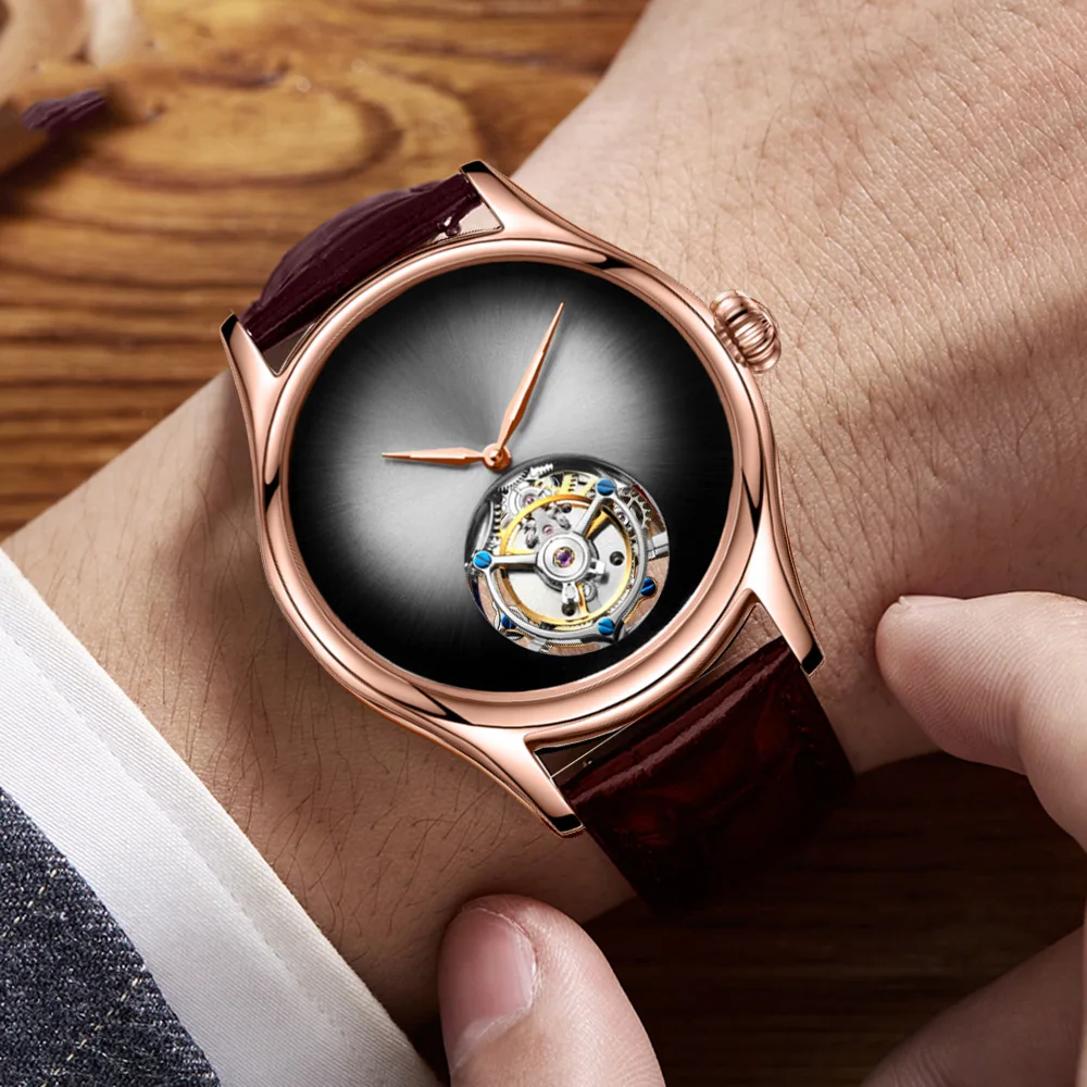 2025 AESOP Tourbillon Skeleton Watch For Men Mechanical Waterproof Mens Watches Top Brand Luxury Movement Leopard Eye Concept