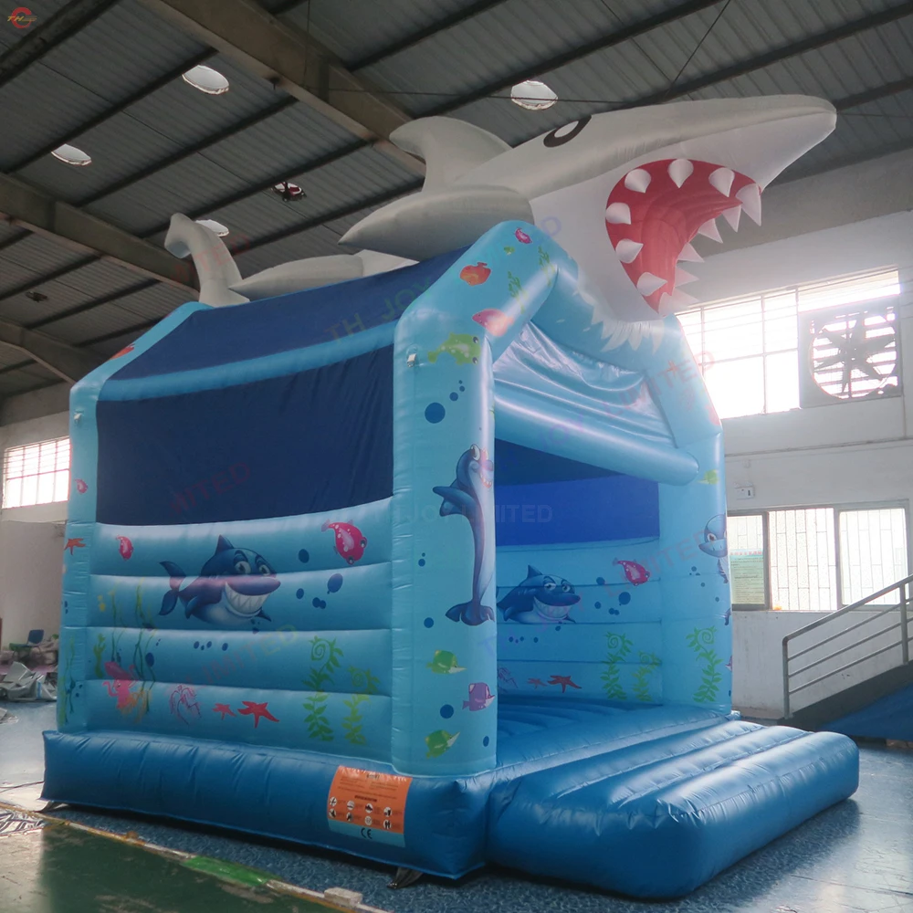 Free Shipping Outdoor Activities Inflatable Bouncer House with Shark Cartoon for Sale