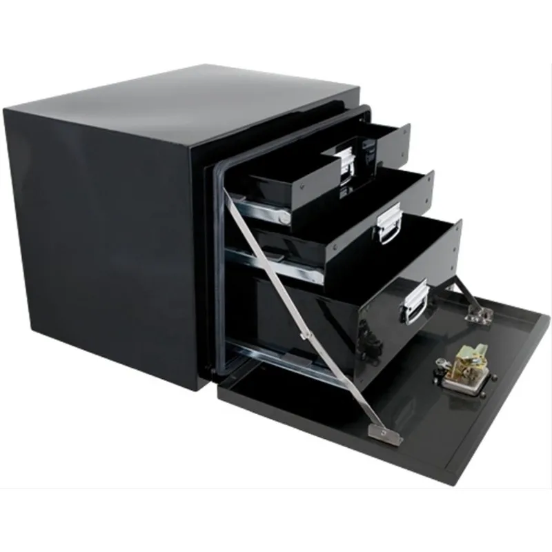 Aluminum tool chest powder-coated toolbox with black stainless steel T-lock