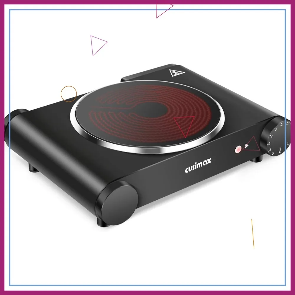 

Портативная электрическая плита, 1200 Вт, инфракрасная, с одной конфоркой, быстрый нагрев, 7-дюймовая керамическая стеклокерамическая варочная панель для общежития, офиса, дома, кемпинга