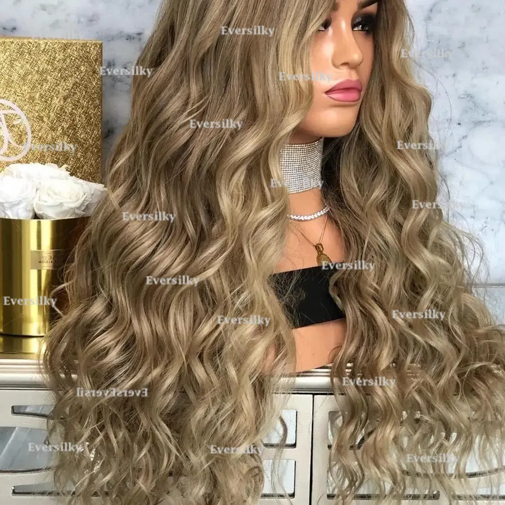 Light brown Loose Wave  glueless 100% Human hair breathable 13 x 4 front lace Peruvian hair Comfortable transparent HD lace wigs