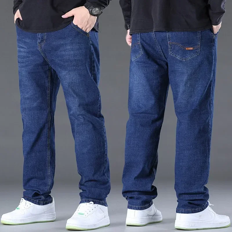 

Plus Size 48 50 Men Denim Jeans 300KG Casual Fashion Business Pants Elastic Loose Straight Long Dropship Large Size 5XL 6XL 7XL