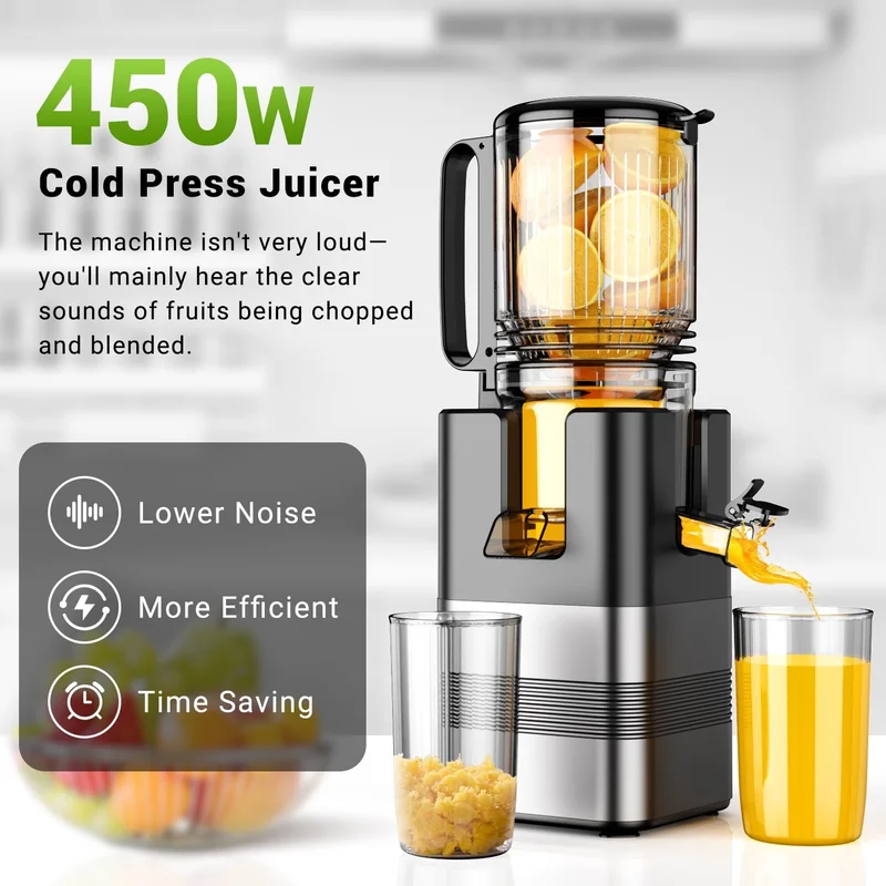 Cold Press Masticating Juicer Machine, 5.4 In Wide Feed Chute,