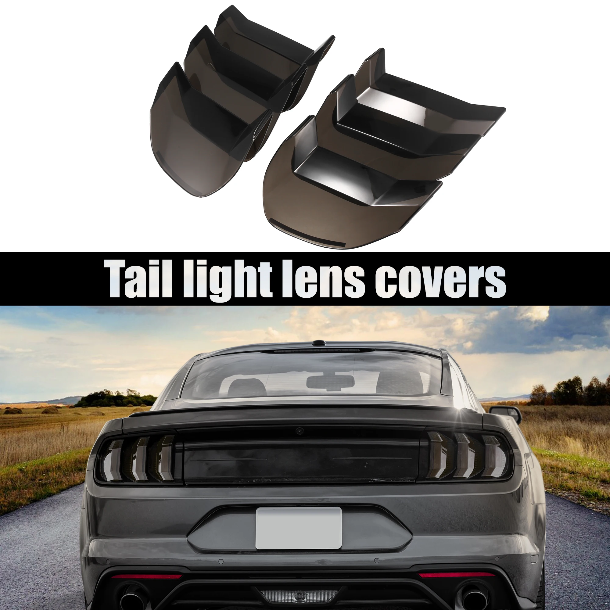 X Autohaux Tail Light Lamp Lens Cover Guard Trim Frame Bezels for Ford for Mustang 2018 2019 2020 2021 Taillight Lens Shell